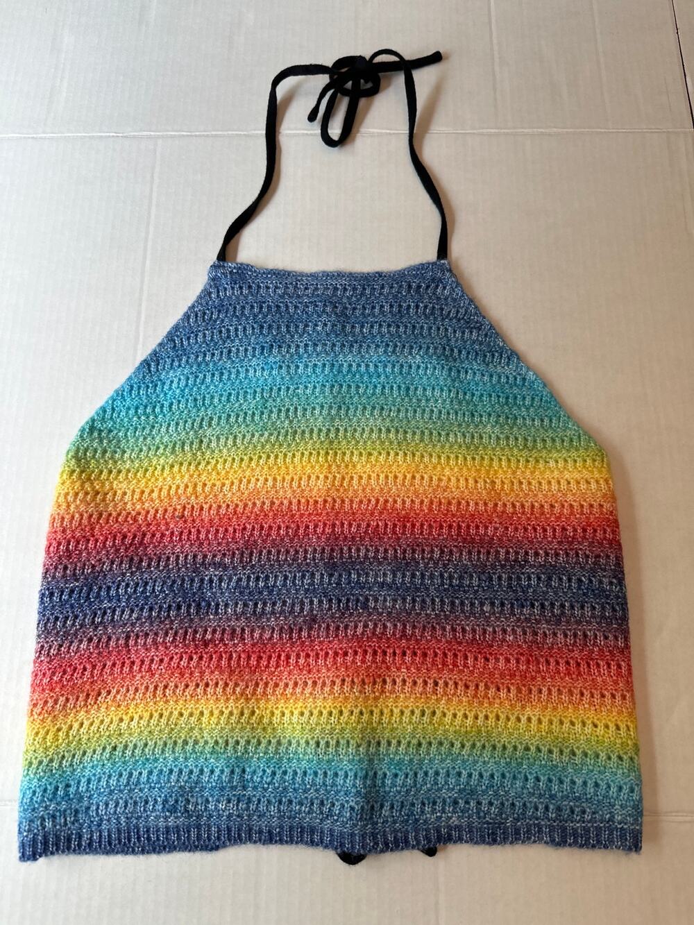 Fashion Nova Over the Rainbow Crochet Halter Top Striped Multi Color 1X